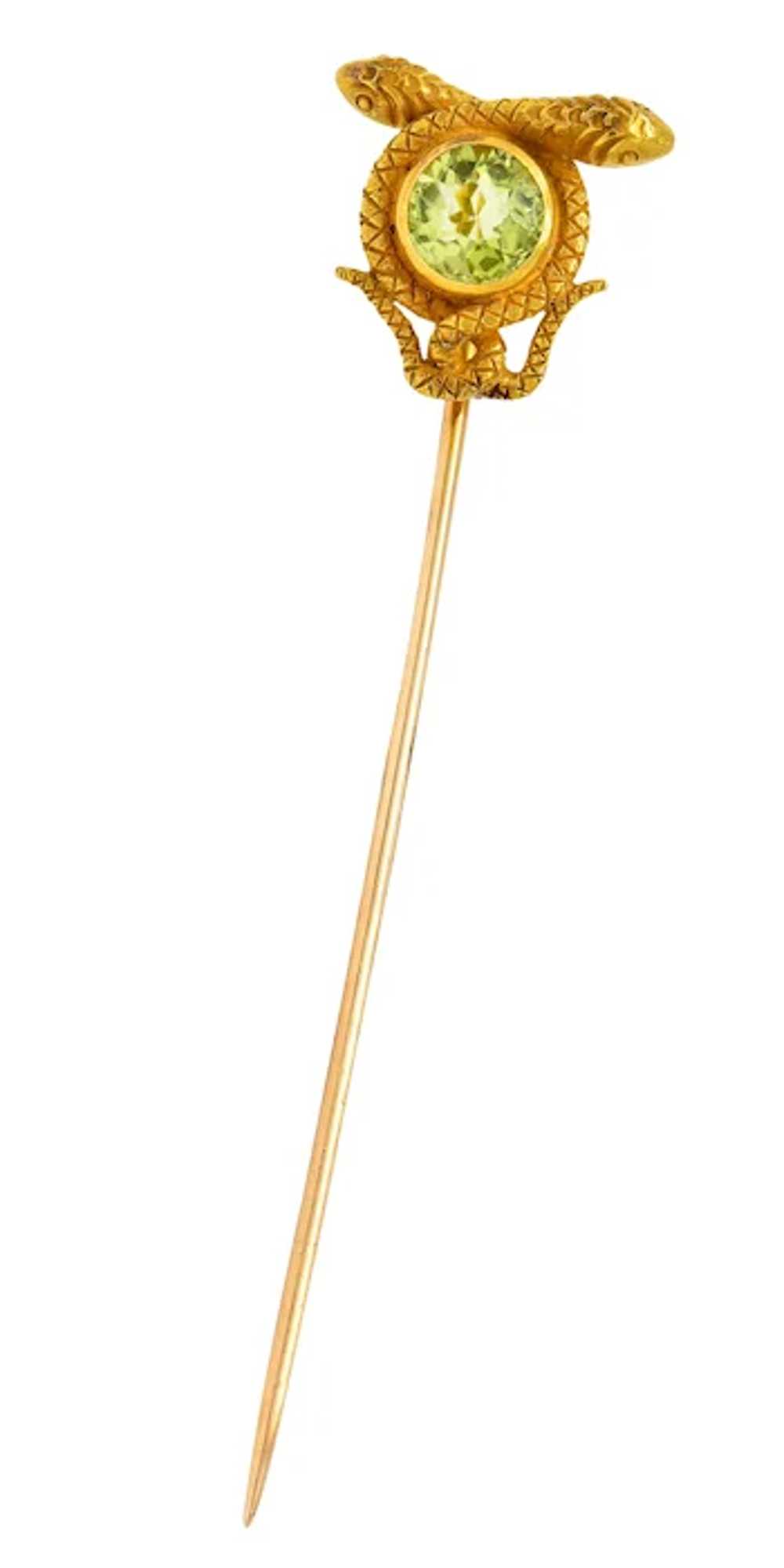 Victorian Peridot 14 Karat Yellow Gold Love Knot … - image 2