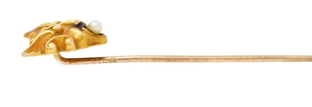 Art Nouveau Pearl 14 Karat Gold Hermes Stickpin - image 6