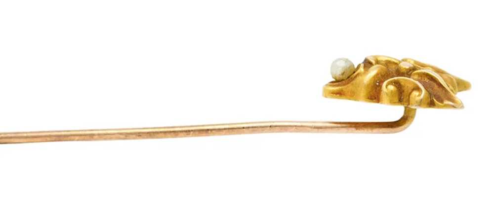 Art Nouveau Pearl 14 Karat Gold Hermes Stickpin - image 7