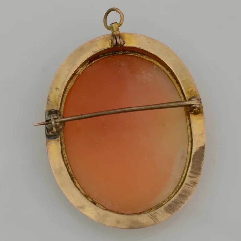 Vintage 14K Yellow Gold Shell Cameo Brooch/Pendant - image 2