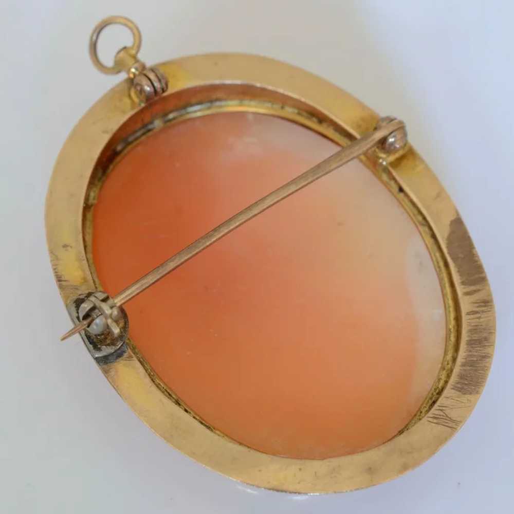 Vintage 14K Yellow Gold Shell Cameo Brooch/Pendant - image 7