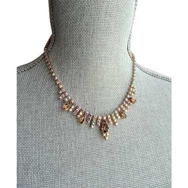 SPARKLING 1950s Art Glass Necklace,  Dreamy Topaz… - image 1