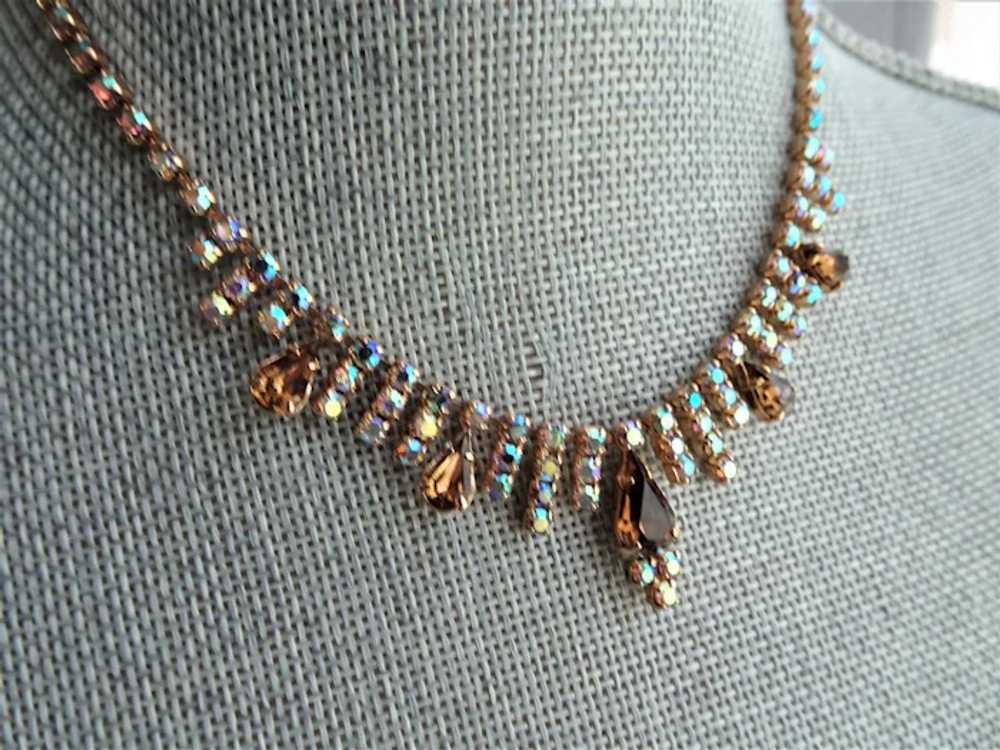 SPARKLING 1950s Art Glass Necklace,  Dreamy Topaz… - image 2