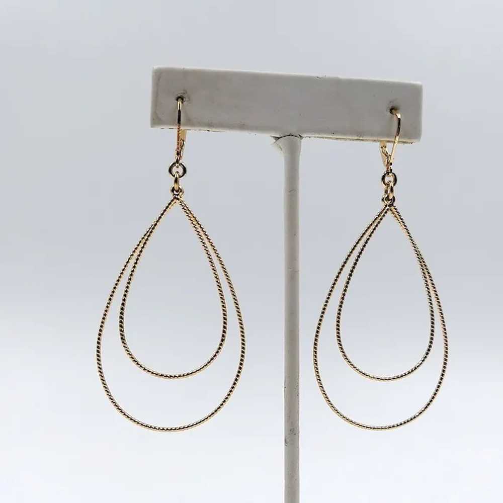 Gold Plate Sterling Silver Double Hoop Pierced Ea… - image 3