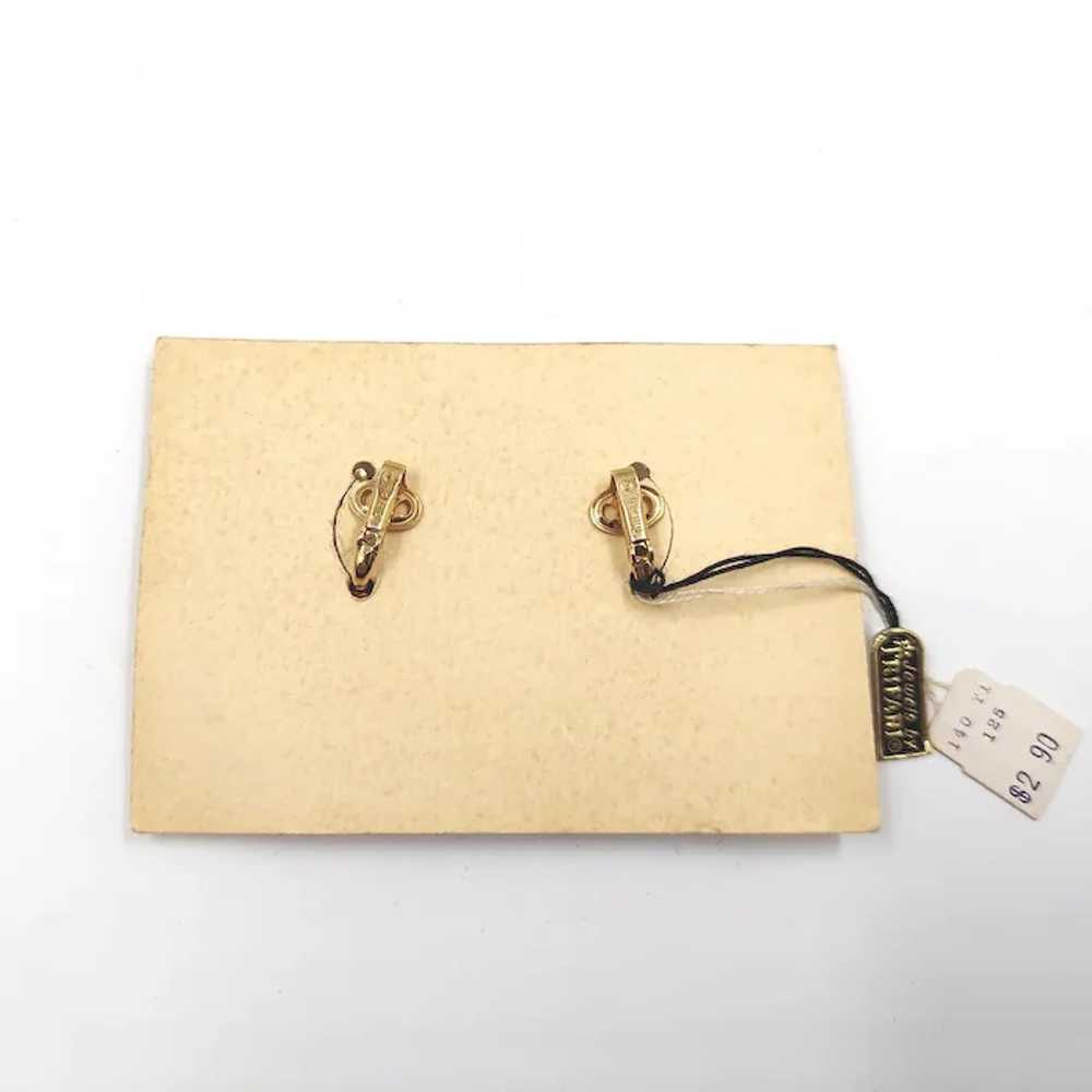 1960's Crown Trifari Rhinestone Leaf Earrings - image 4