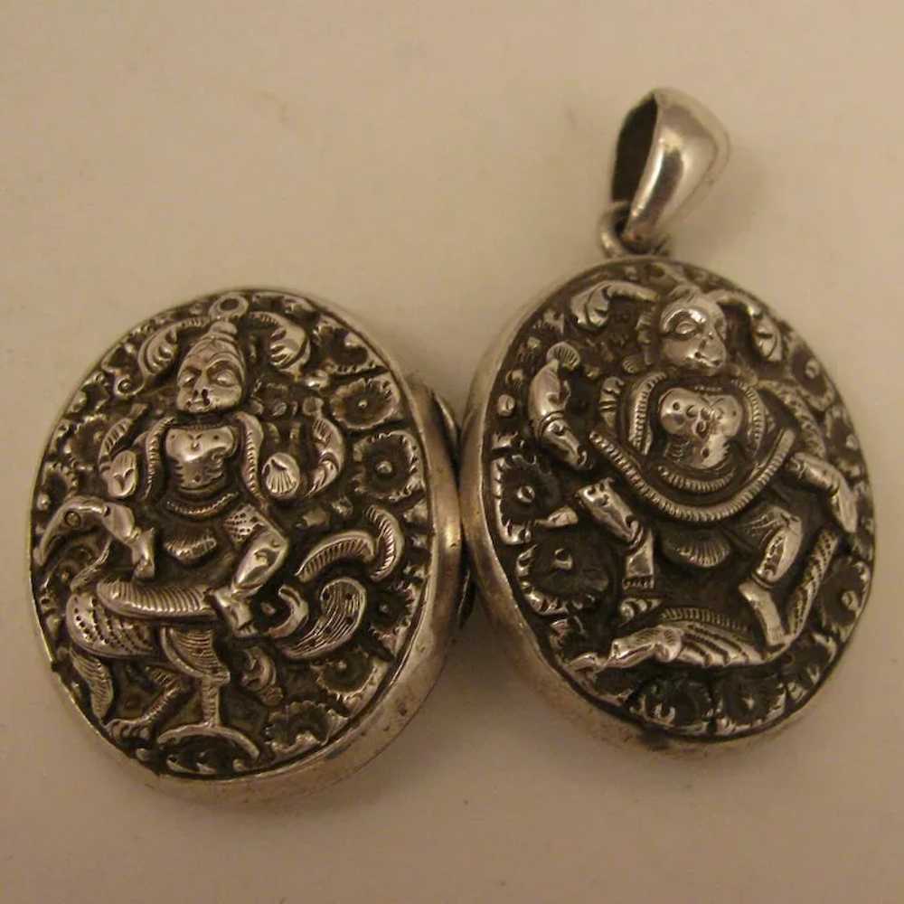 Antique Sterling Silver Indian God Locket - image 2