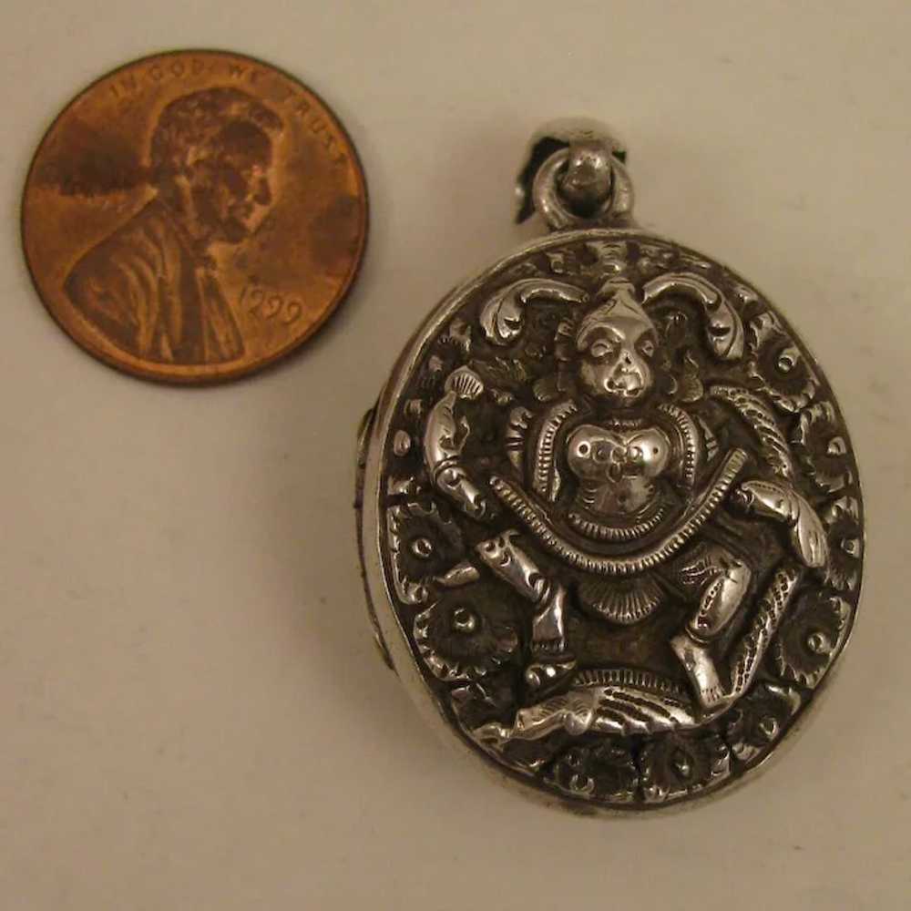 Antique Sterling Silver Indian God Locket - image 3