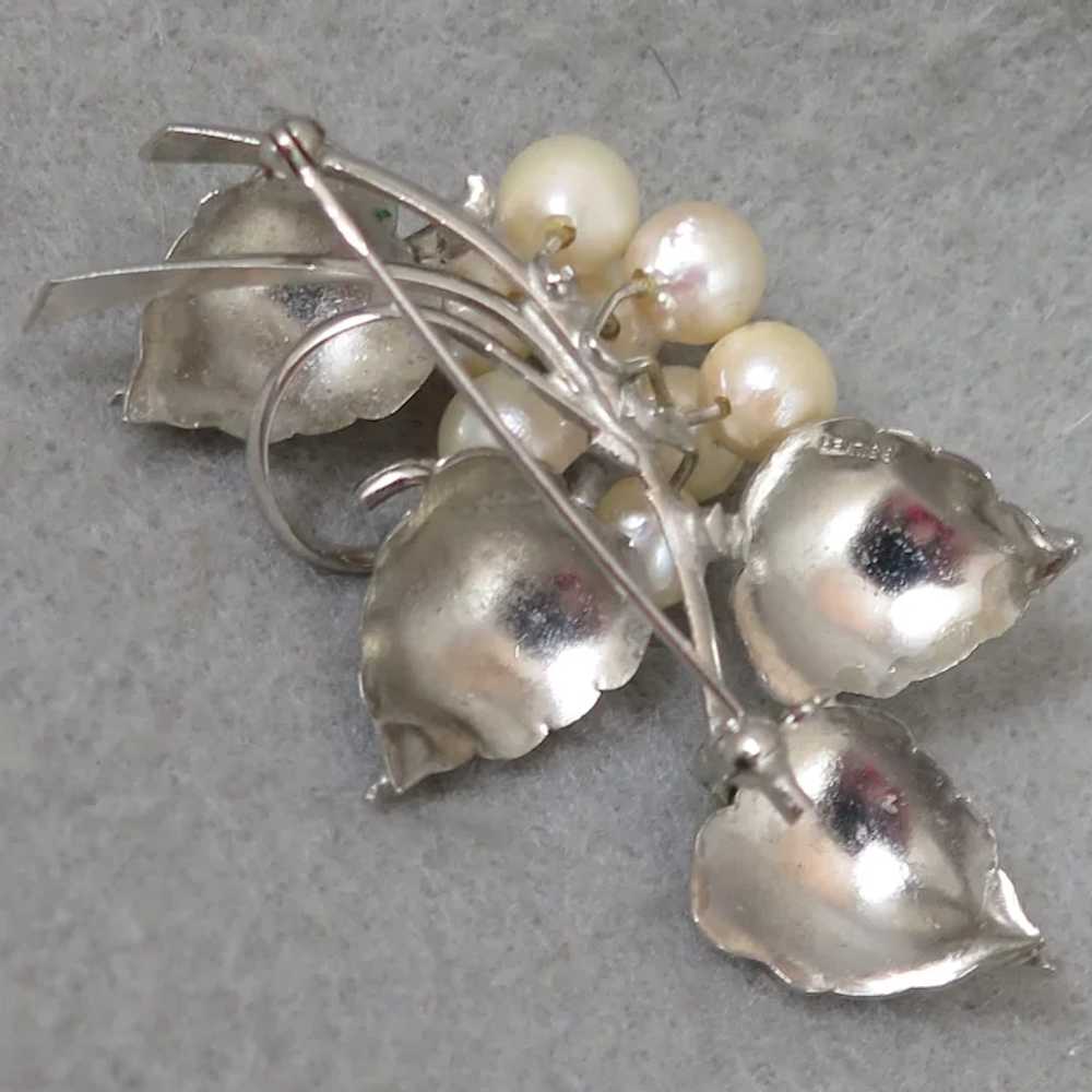 Sterling Cultured Pearl Mid-Century Brooch - image 5