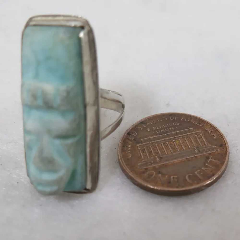 Vintage Sterling Peru Aztec Mayan God Ring - image 5
