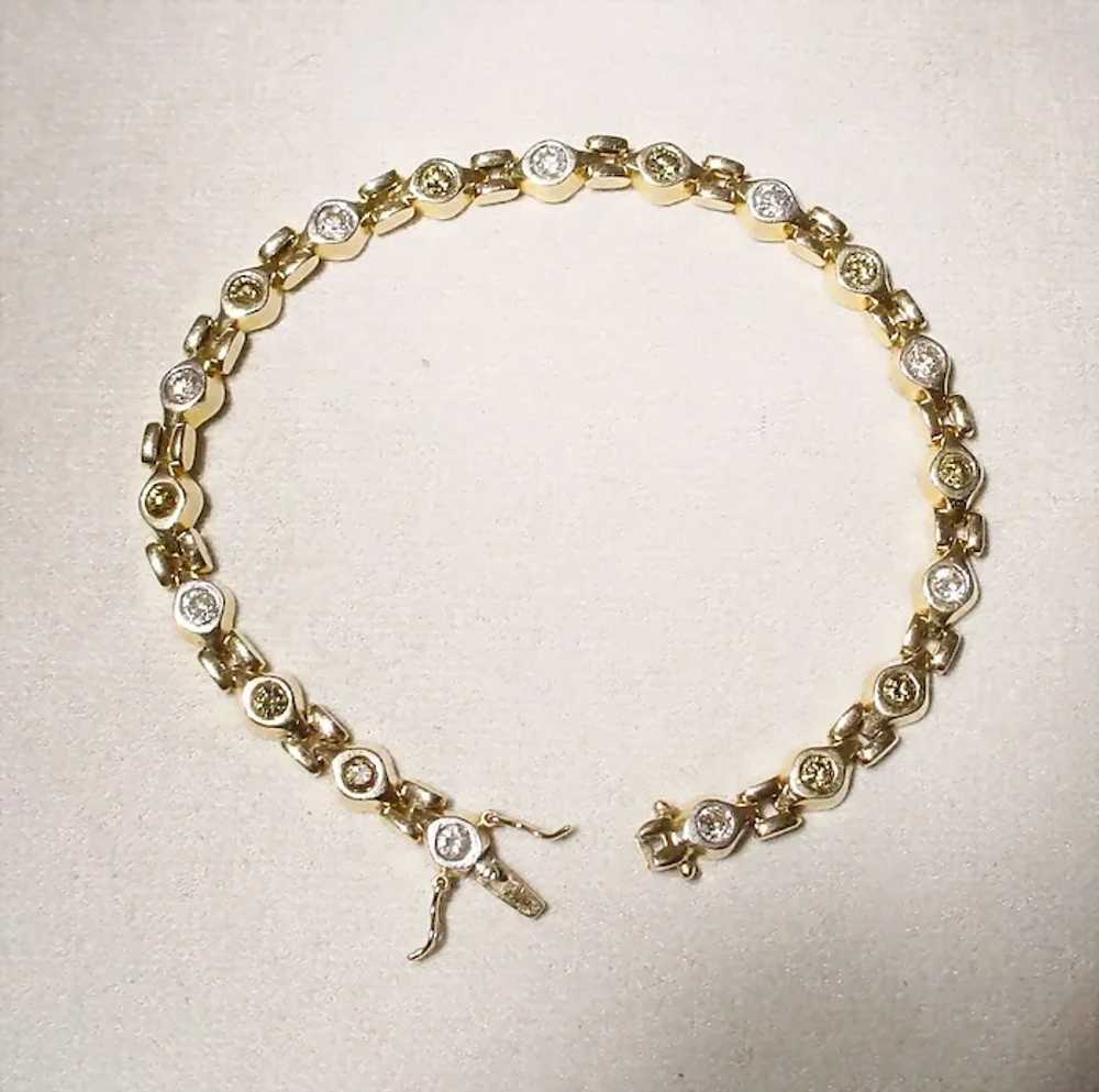 Elegant Color Diamond Bracelet Earrings Set 14K 6… - image 3