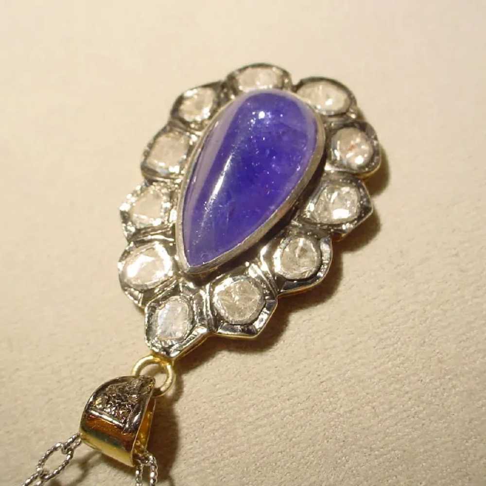 Raw-Rock Diamond Tanzanite Pendant 60's - image 10