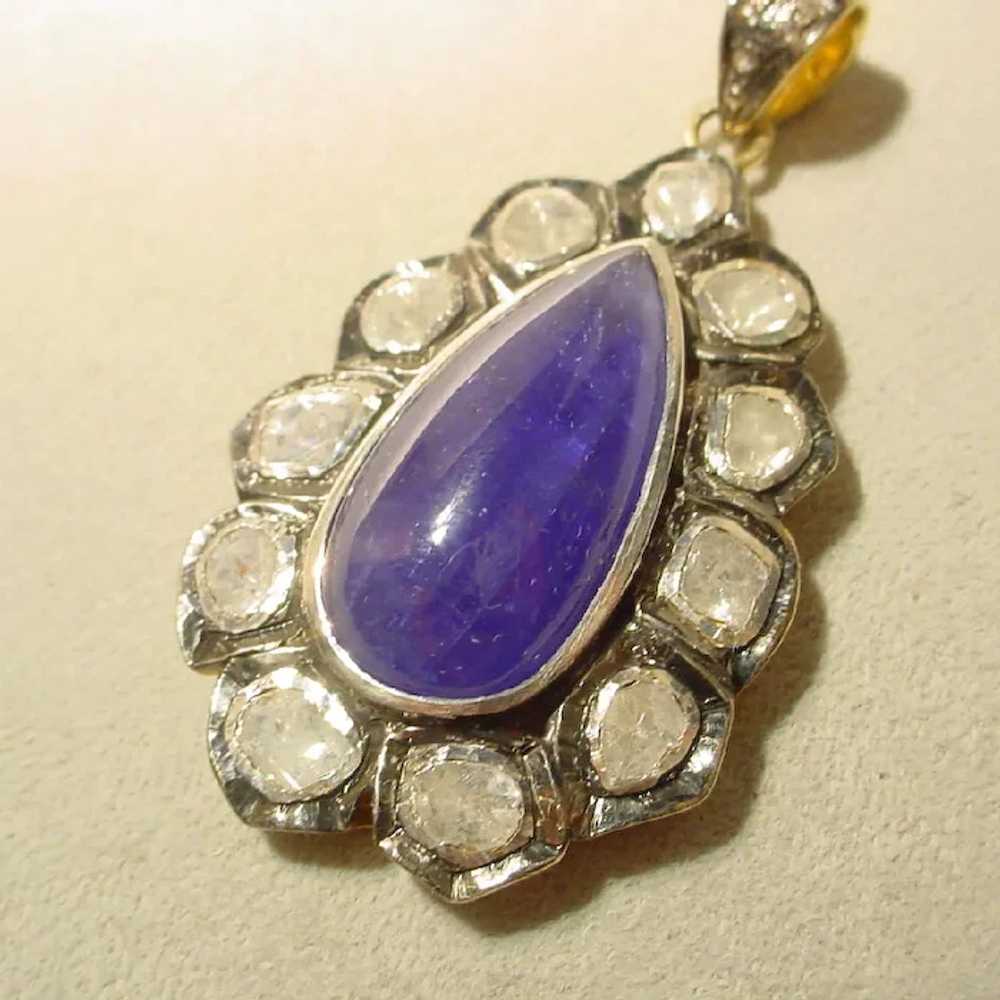 Raw-Rock Diamond Tanzanite Pendant 60's - image 12