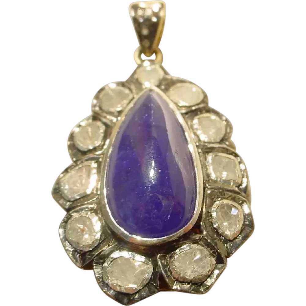 Raw-Rock Diamond Tanzanite Pendant 60's - image 1