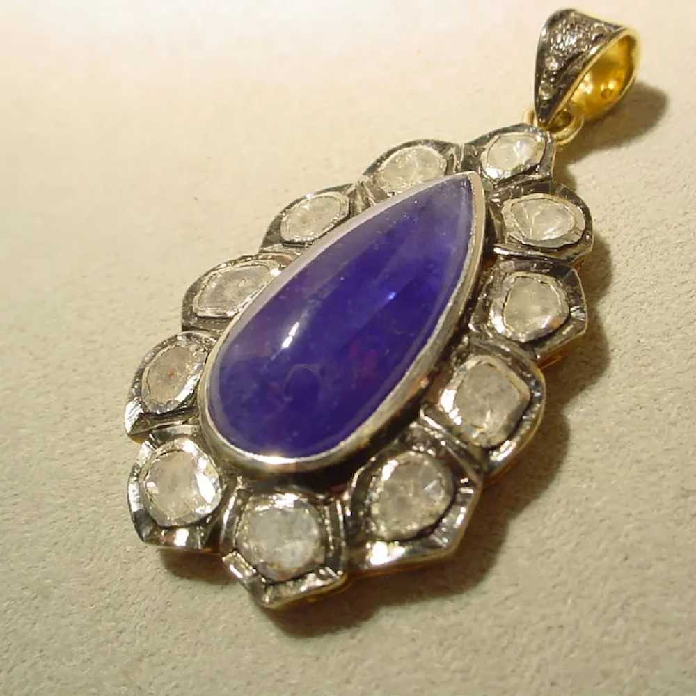 Raw-Rock Diamond Tanzanite Pendant 60's - image 2