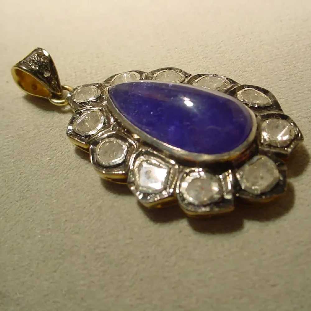 Raw-Rock Diamond Tanzanite Pendant 60's - image 3