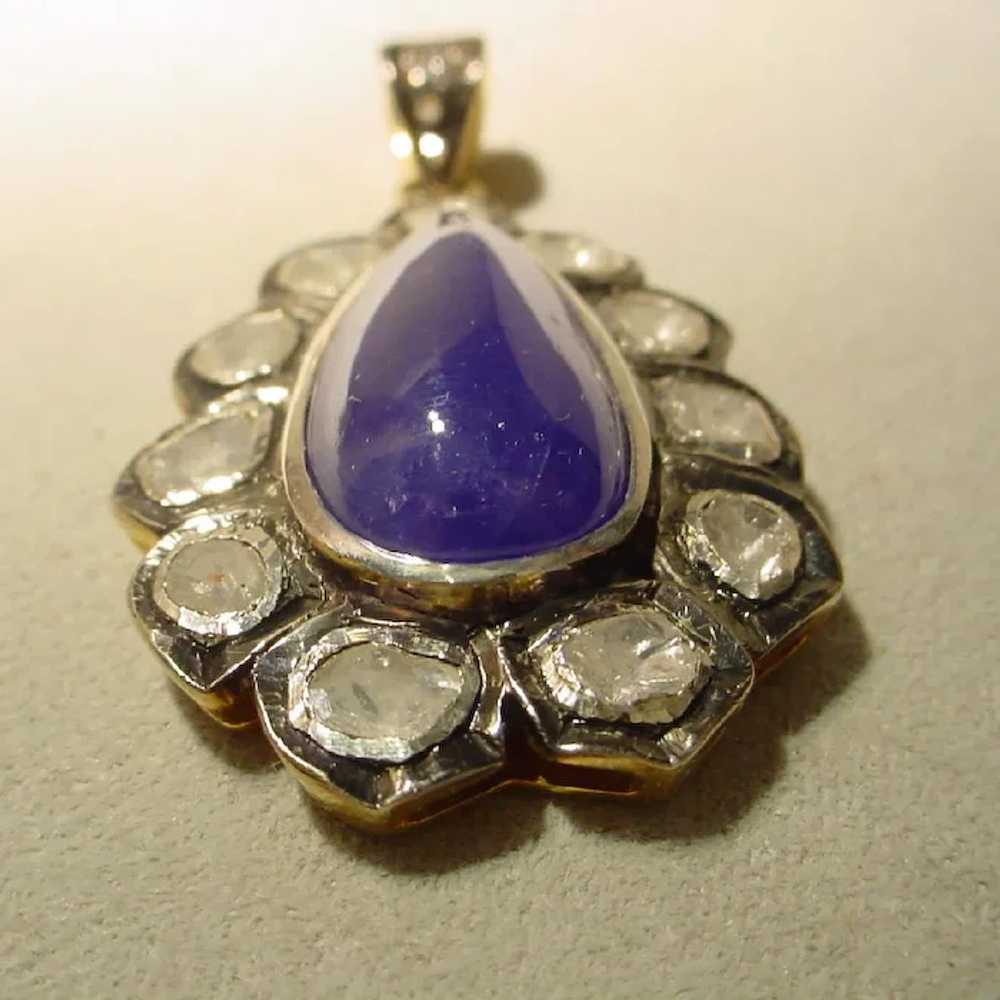 Raw-Rock Diamond Tanzanite Pendant 60's - image 4