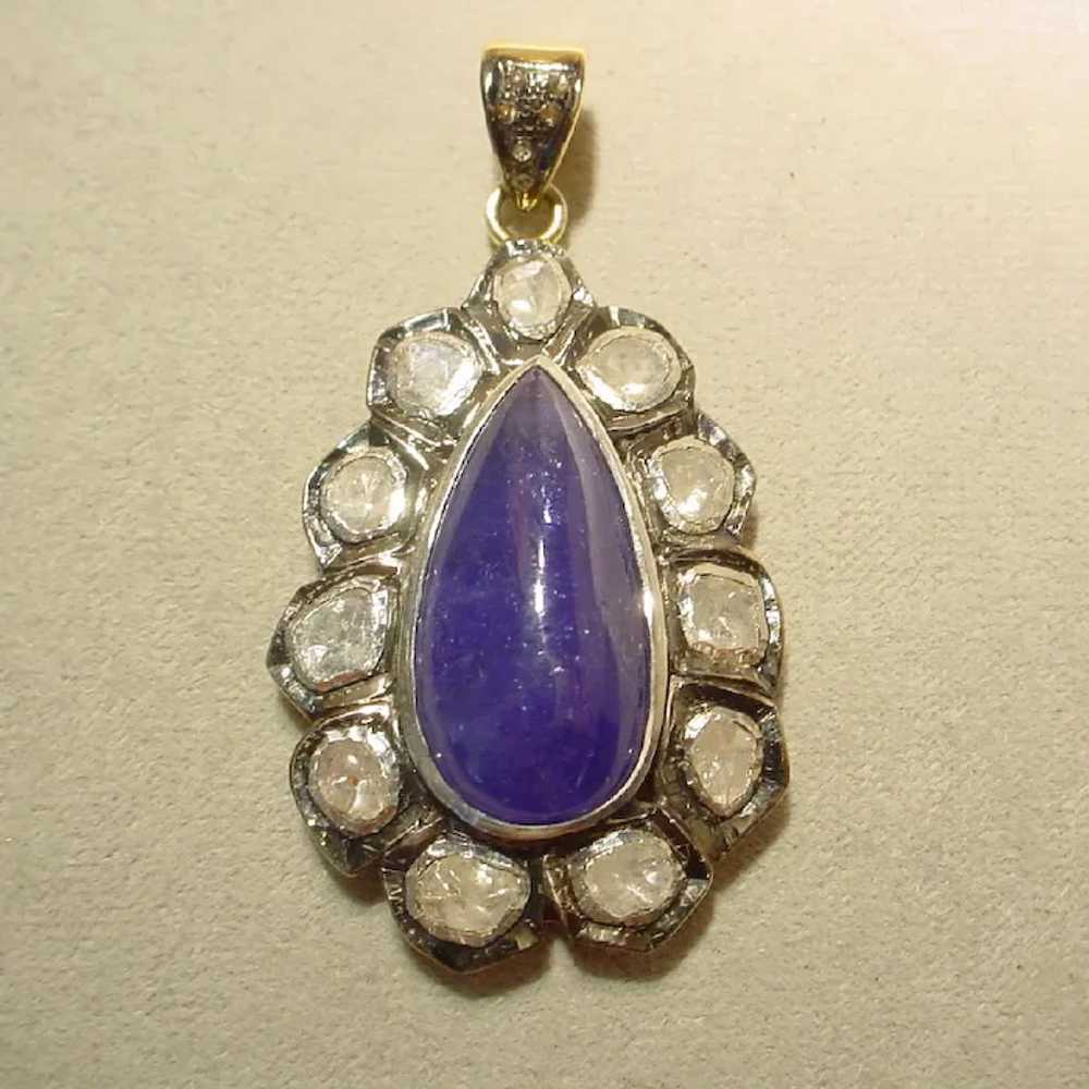 Raw-Rock Diamond Tanzanite Pendant 60's - image 5