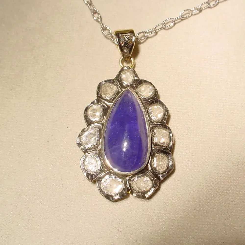 Raw-Rock Diamond Tanzanite Pendant 60's - image 6