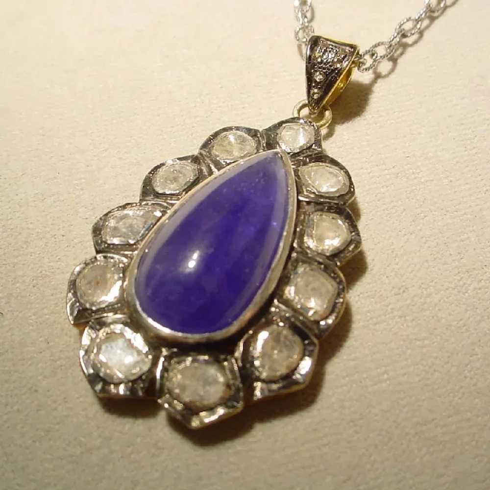 Raw-Rock Diamond Tanzanite Pendant 60's - image 7