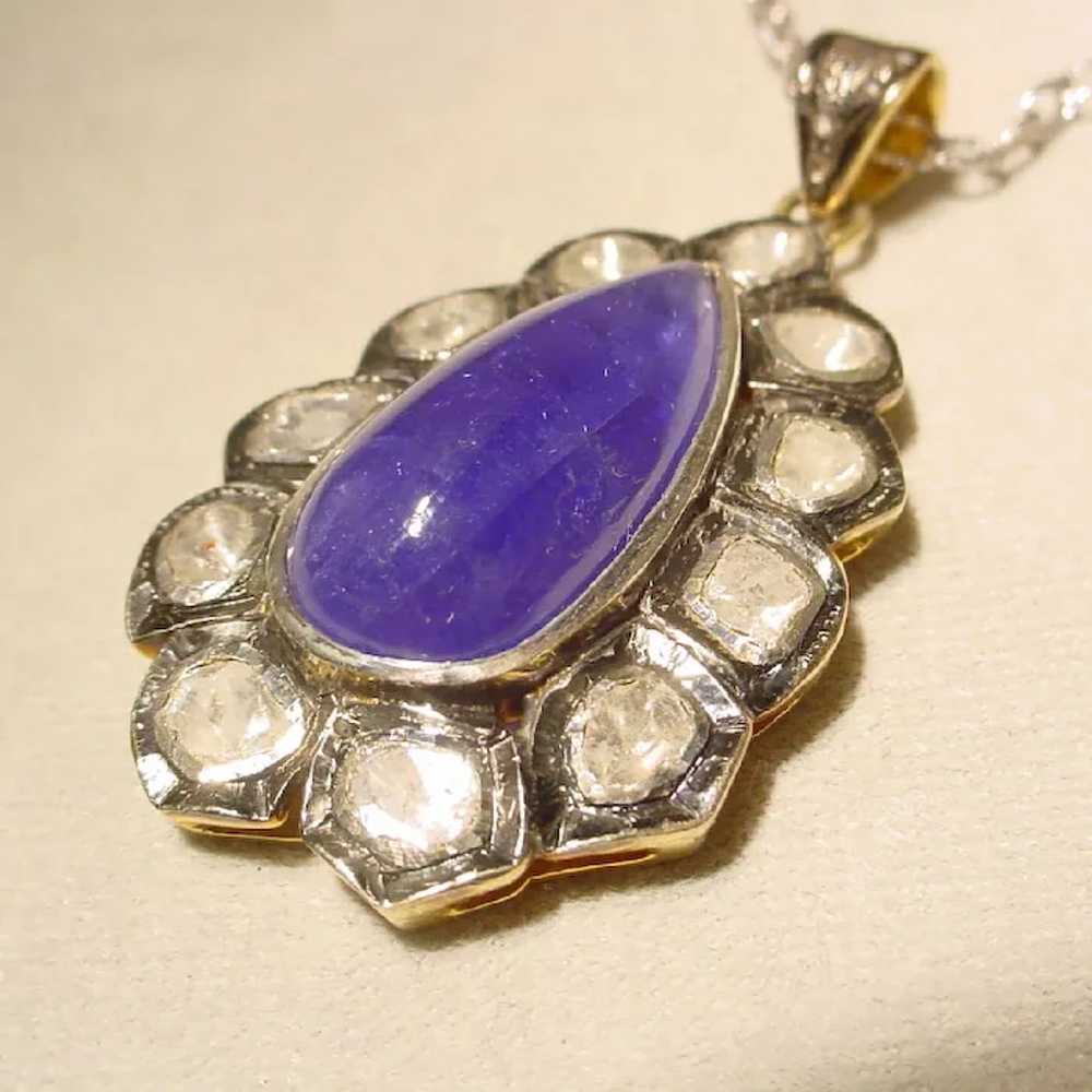 Raw-Rock Diamond Tanzanite Pendant 60's - image 8