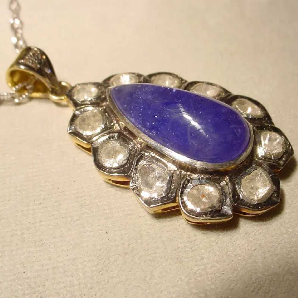 Raw-Rock Diamond Tanzanite Pendant 60's - image 9