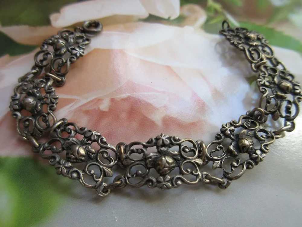 Vintage 800 Silver Flowers Bracelet - image 4
