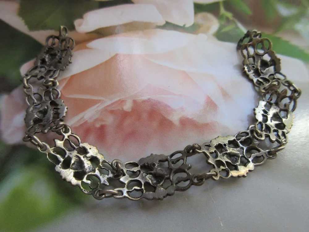 Vintage 800 Silver Flowers Bracelet - image 6
