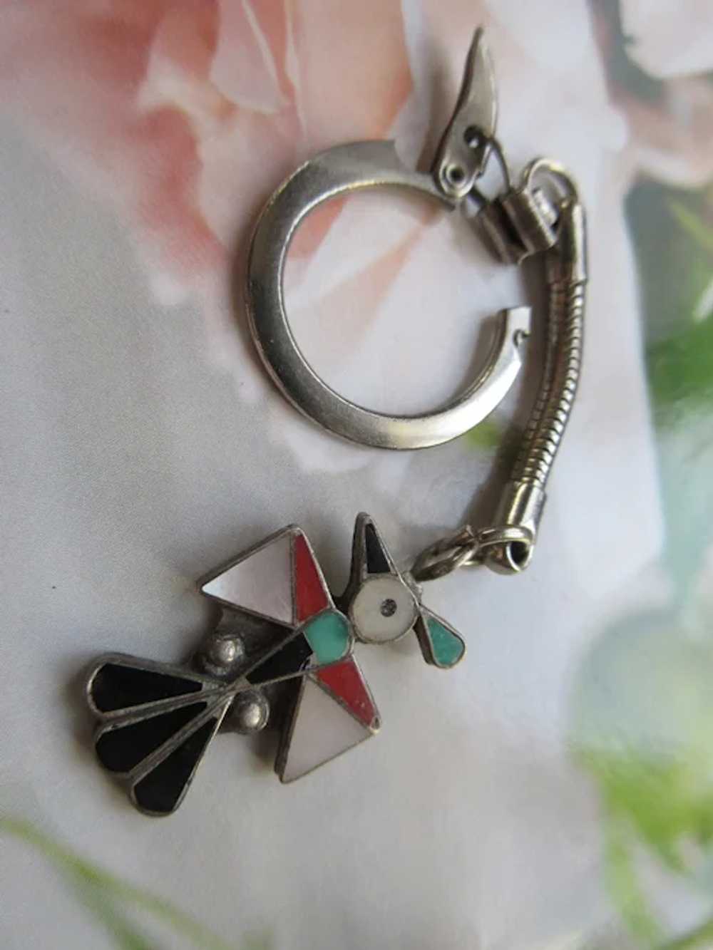 Vintage Zuni Thunderbird Key Chain Pendant - image 3