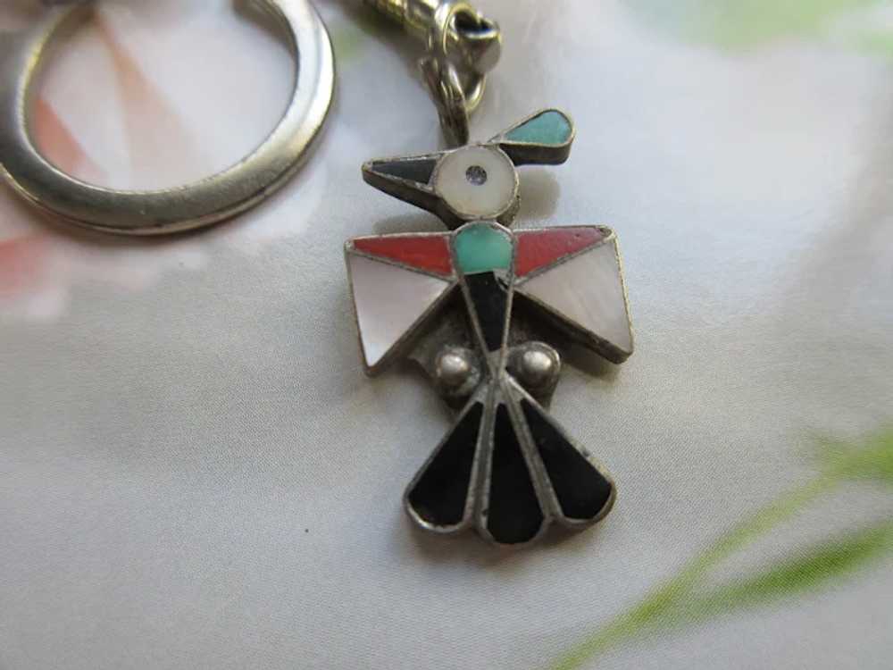 Vintage Zuni Thunderbird Key Chain Pendant - image 4