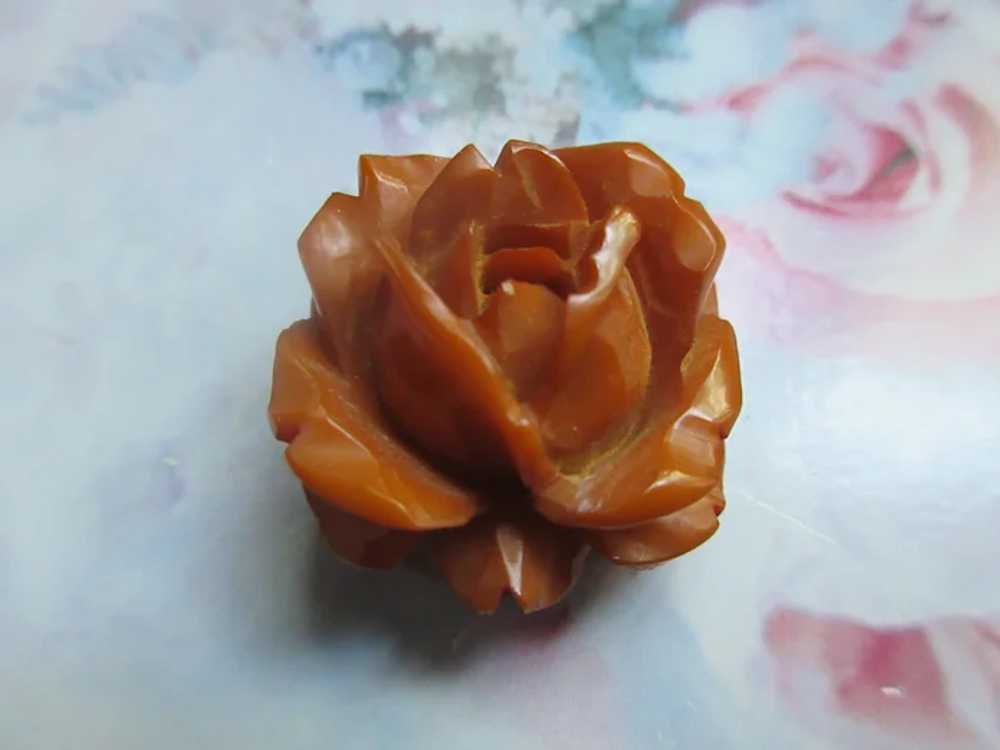 Older Vintage Bakelite Rose Pin - image 2