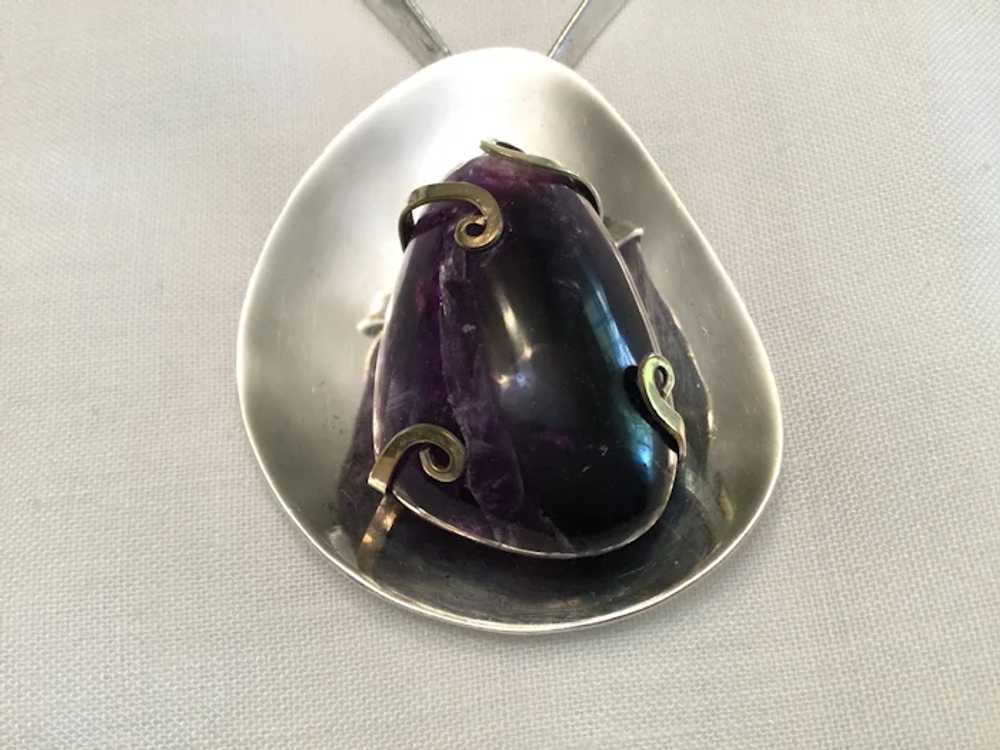 Spectacular Sterling and Amethyst Necklace By Alf… - image 3