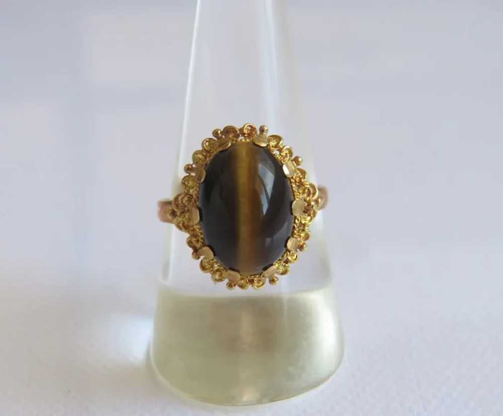 Tiger´s Eye cabochon ring, 14k yellow gold - image 2