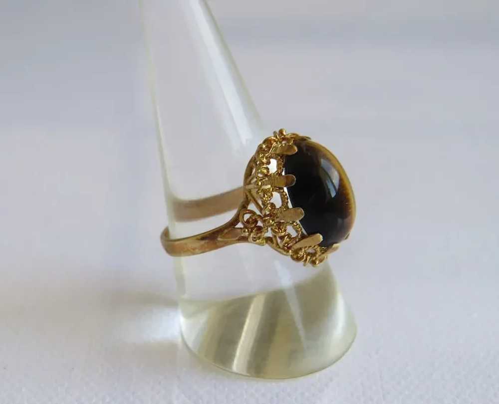 Tiger´s Eye cabochon ring, 14k yellow gold - image 3