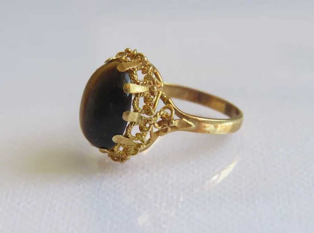 Tiger´s Eye cabochon ring, 14k yellow gold - image 6