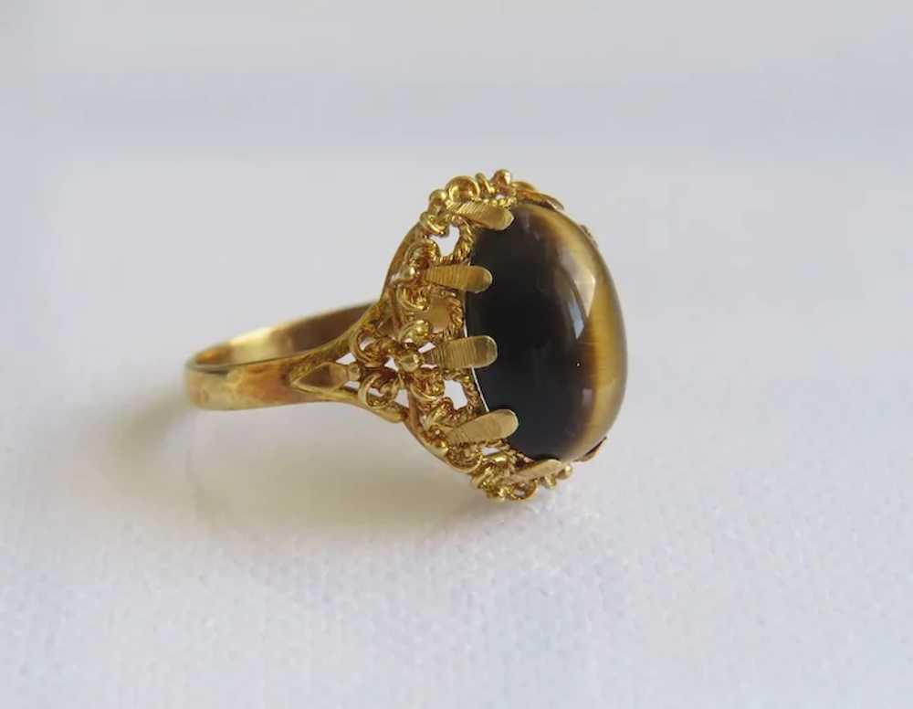 Tiger´s Eye cabochon ring, 14k yellow gold - image 7