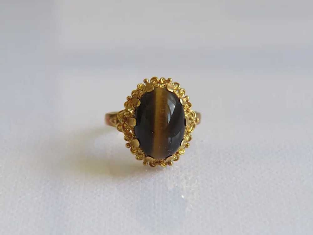 Tiger´s Eye cabochon ring, 14k yellow gold - image 9