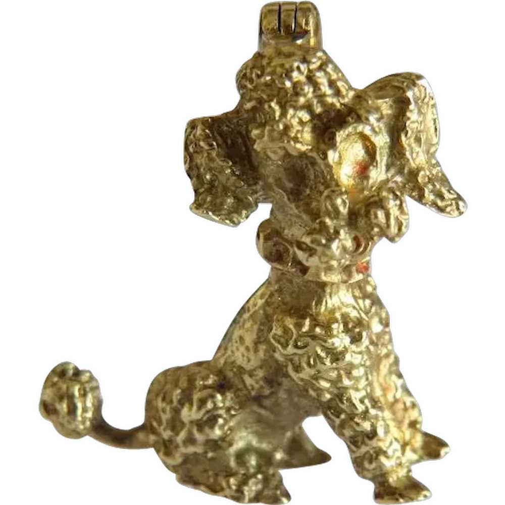 Antique 14 k yellow gold poodle brooch, 19th cent… - image 1