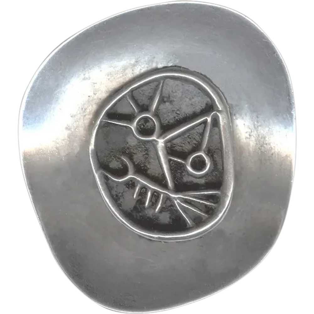 Modernist Signed Novitt Sterling Silver Pin - image 1