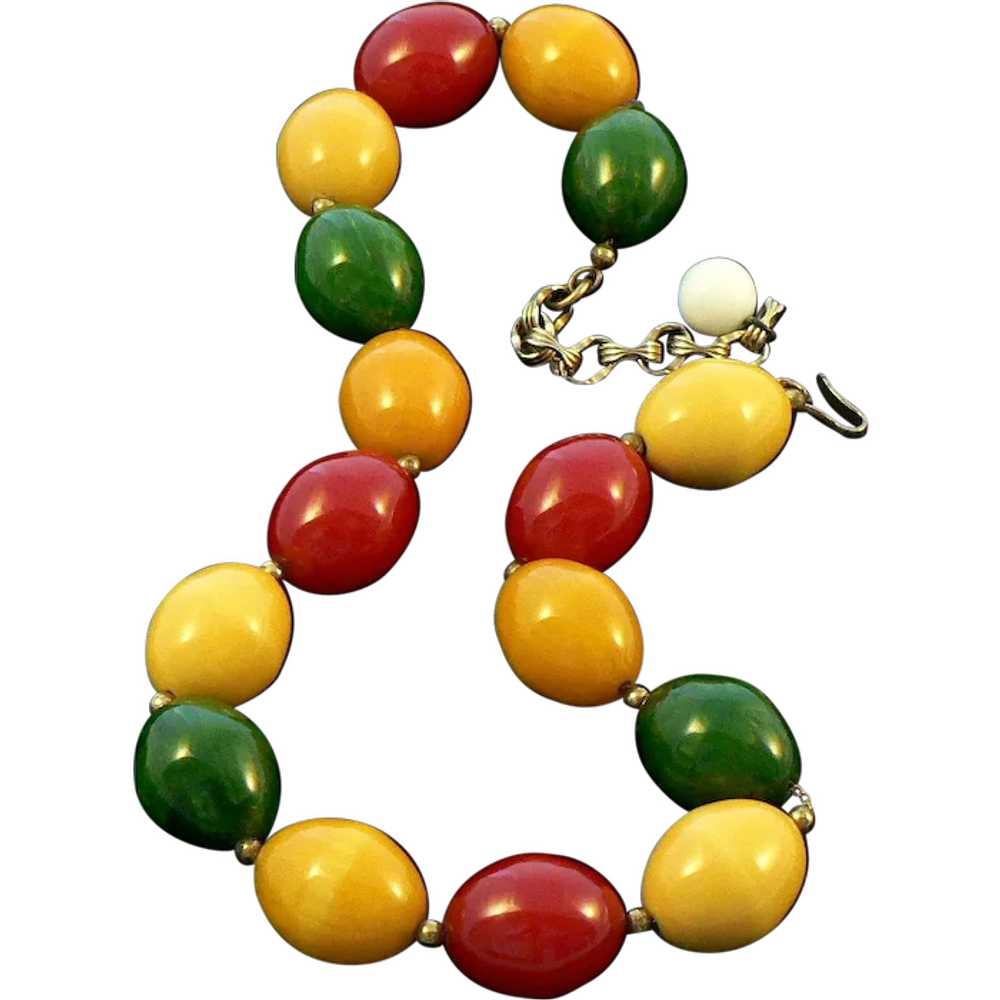 Bakelite Multicolor Bead Necklace - image 1