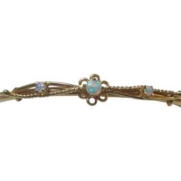 Vintage Estate 1960's Opal Bangle Bracelet 14K