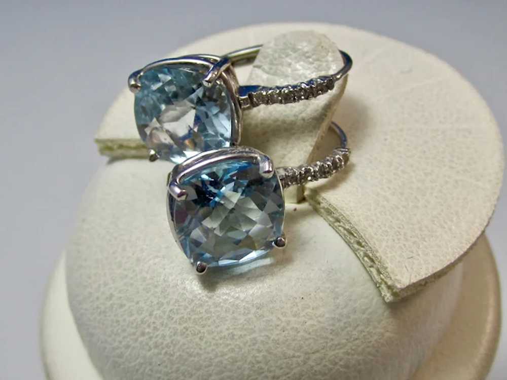 Vintage Estate Natural Blue Topaz & Diamond Earri… - image 3