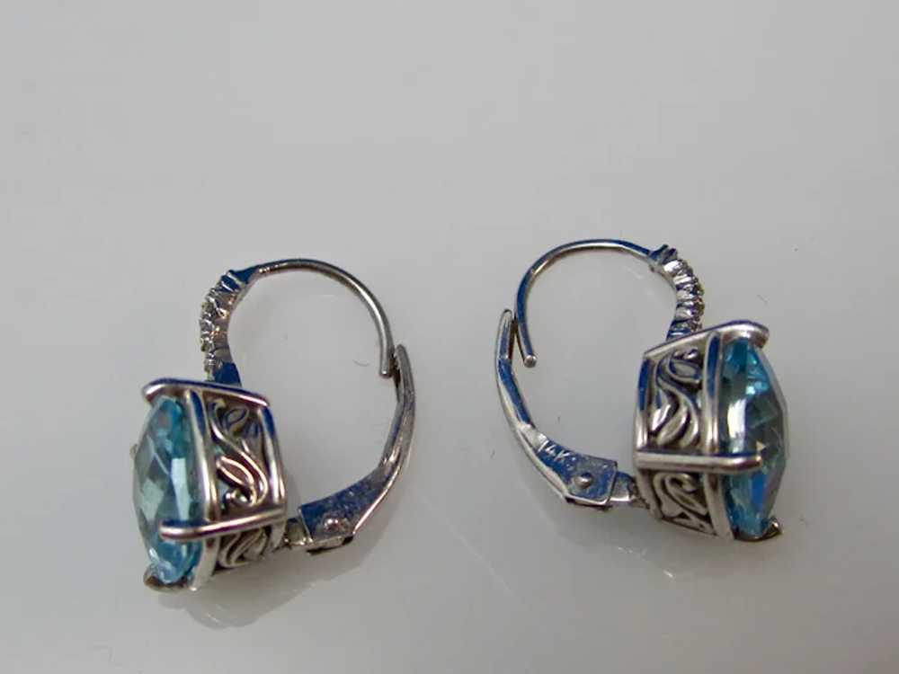 Vintage Estate Natural Blue Topaz & Diamond Earri… - image 4