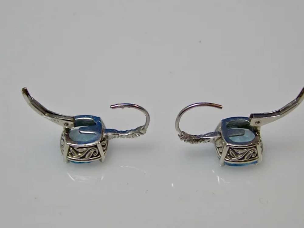 Vintage Estate Natural Blue Topaz & Diamond Earri… - image 6