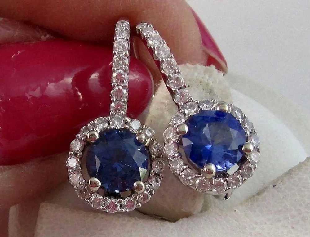 Vintage Estate Natural Sapphire & Diamond Earring… - image 2