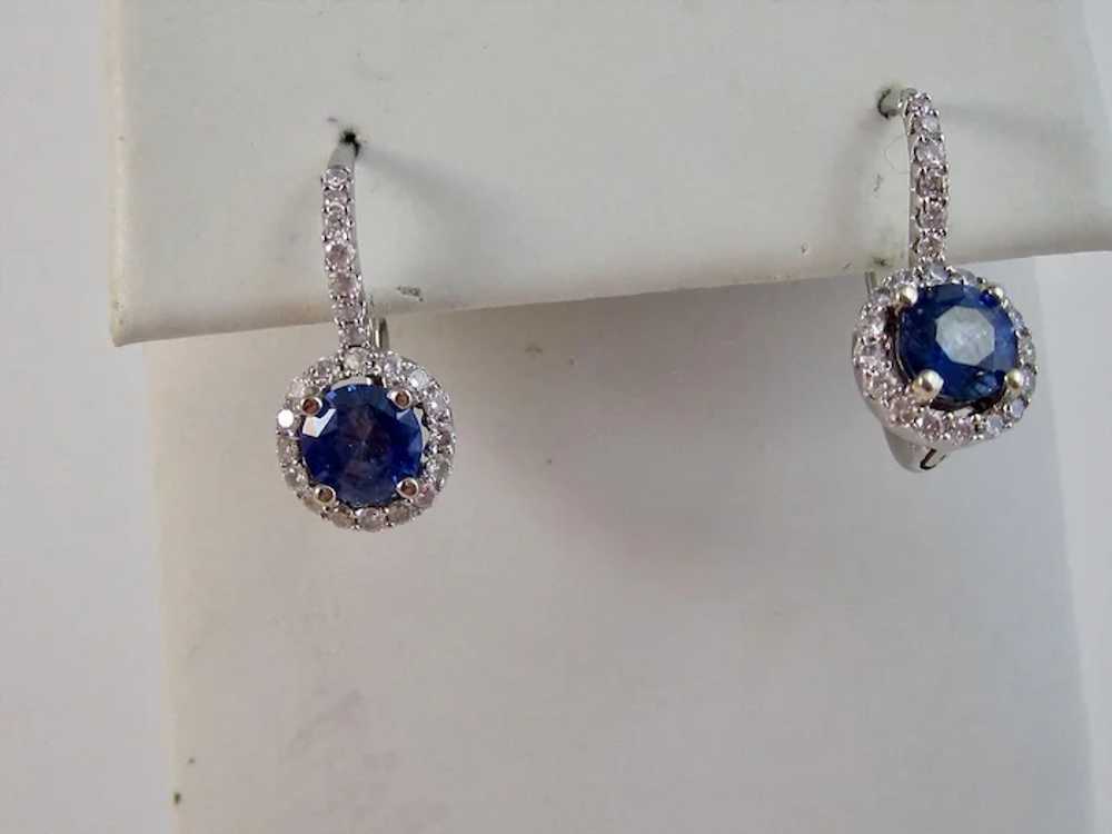 Vintage Estate Natural Sapphire & Diamond Earring… - image 3
