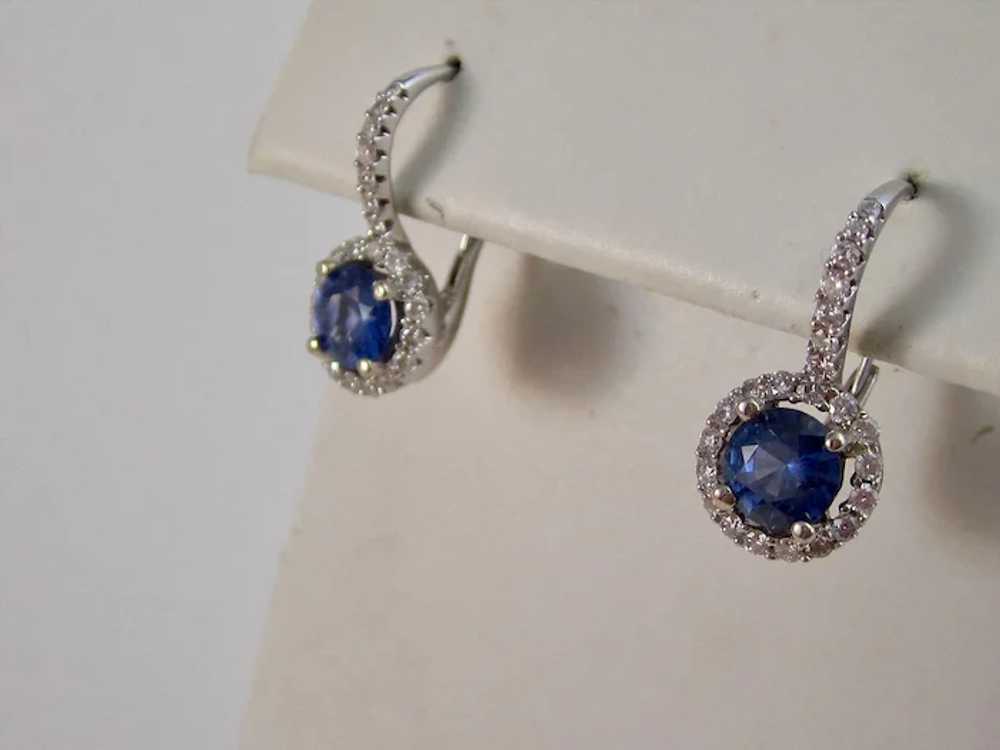 Vintage Estate Natural Sapphire & Diamond Earring… - image 5