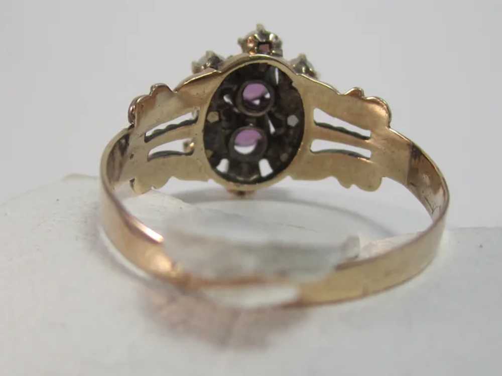 Antique Victorian Amethyst & Seed Pearl Ring 14K - image 9