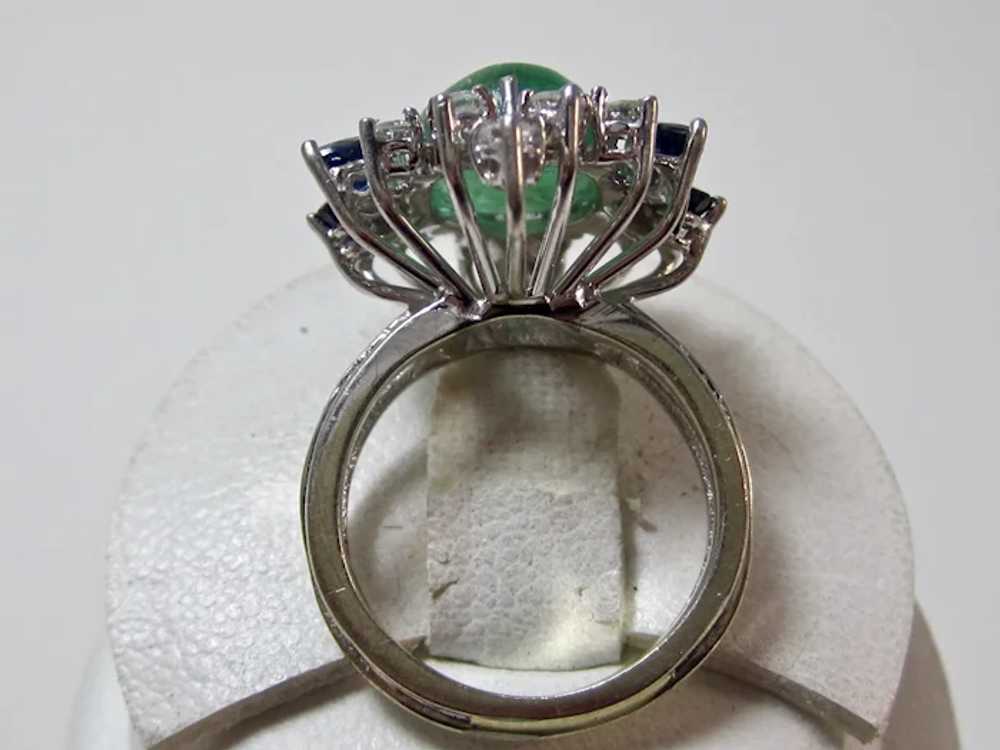 Vintage Estate Emerald, Sapphire, Diamond Engagem… - image 4