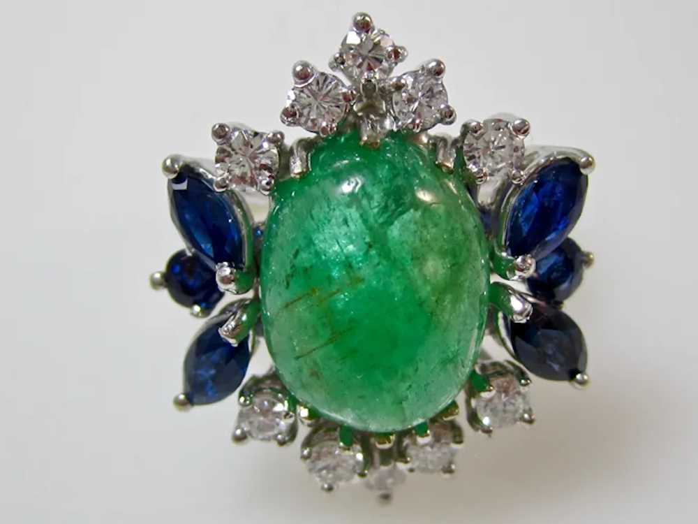 Vintage Estate Emerald, Sapphire, Diamond Engagem… - image 6