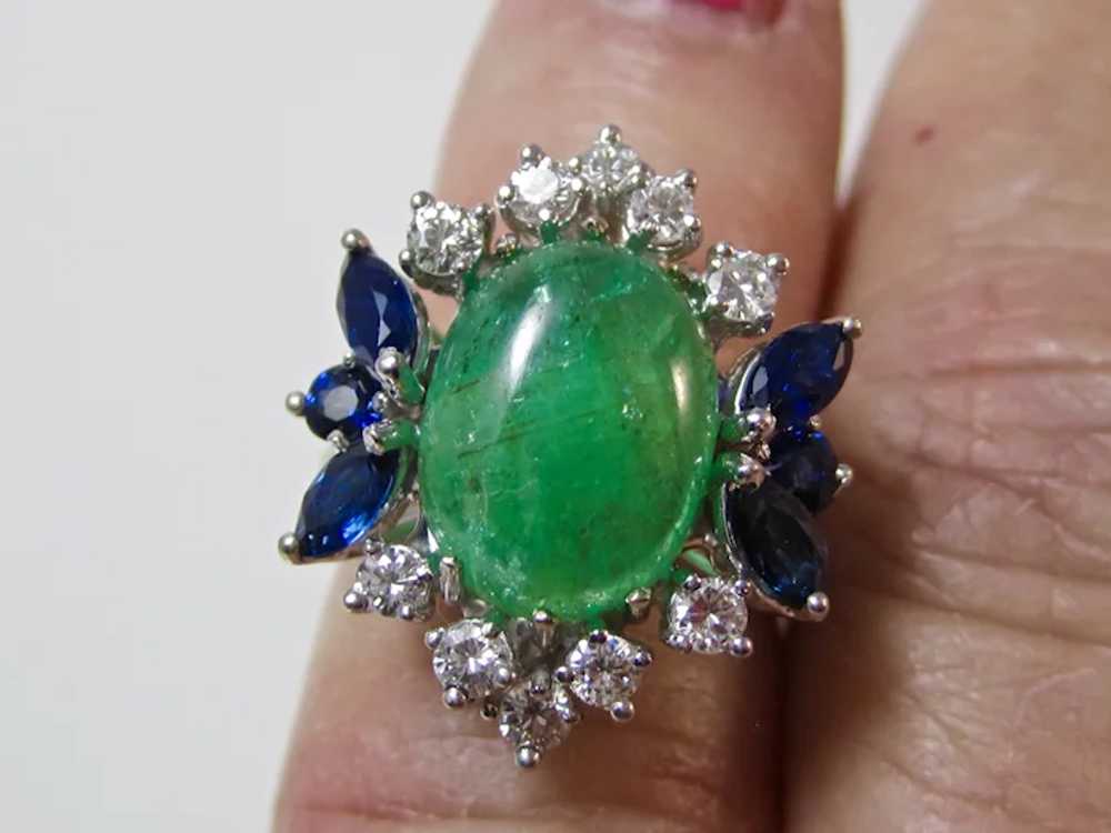Vintage Estate Emerald, Sapphire, Diamond Engagem… - image 7